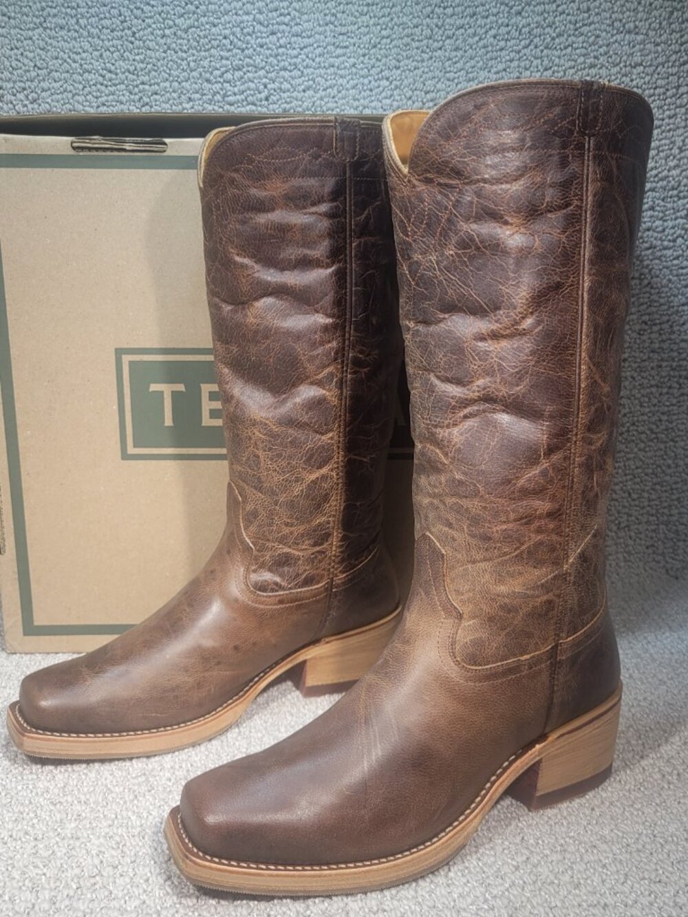 Tecovas The Charlie Women's Size 7.5B Cafe Goat Stovepipe Boots - Picture 6 of 11